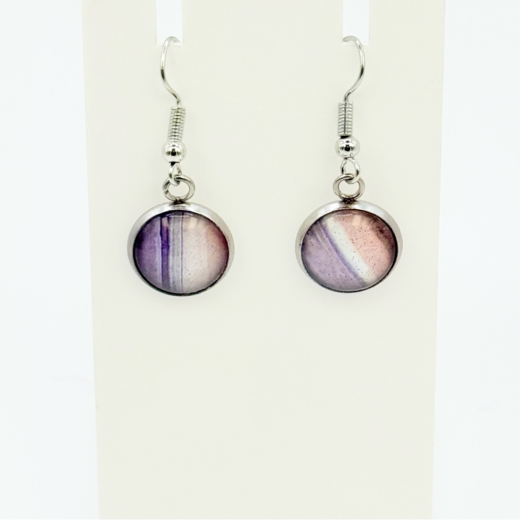 Chic Silver And Purple Round Earrings 20$